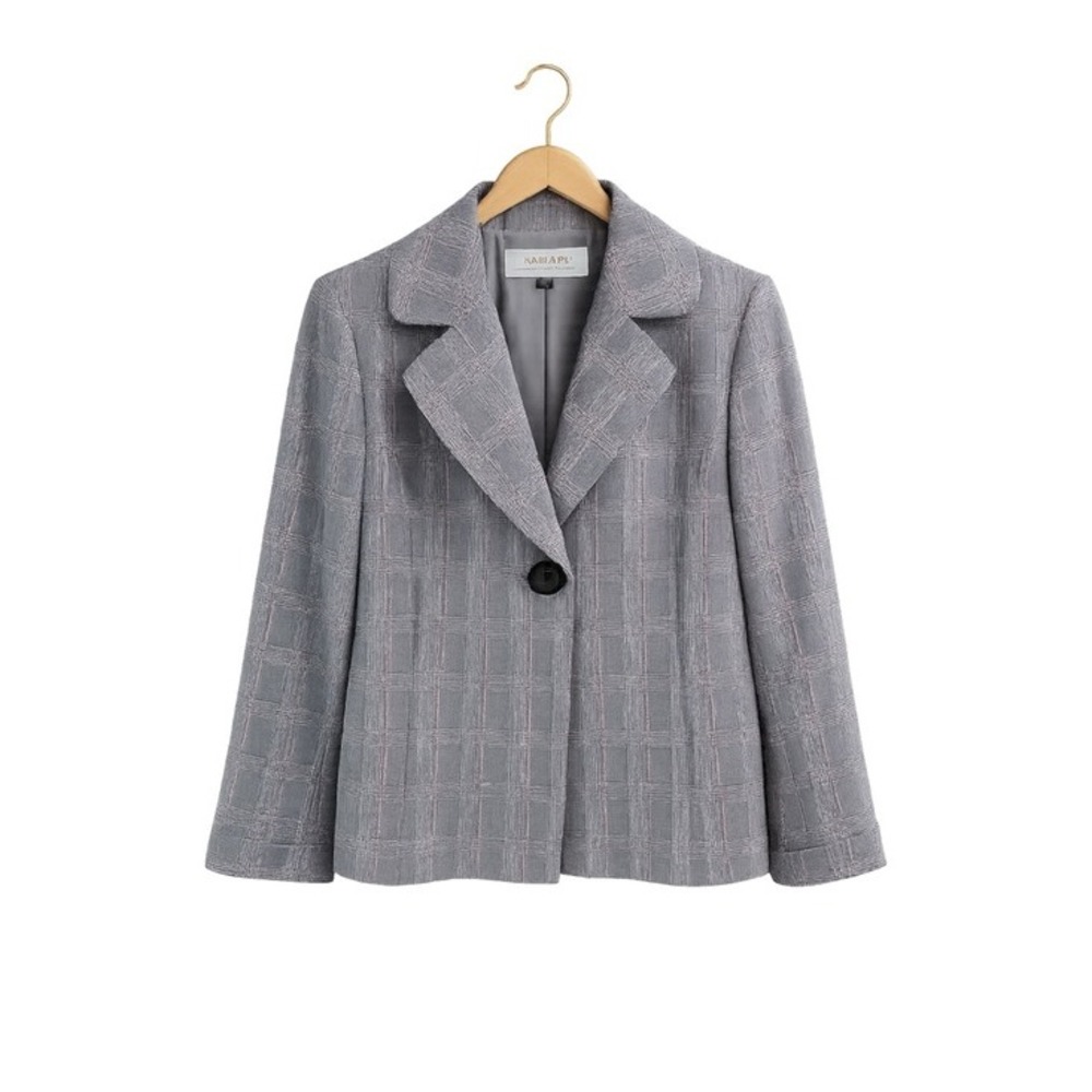 Tahari Blazer Plaid‎ Tailored Jacket Gray Pink Accent Size 6 Classic